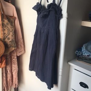 Anthropologie linen steel blue dress